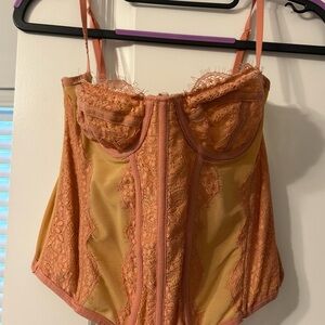 Urban Outfitters Lace Corset in Peach and Yellow